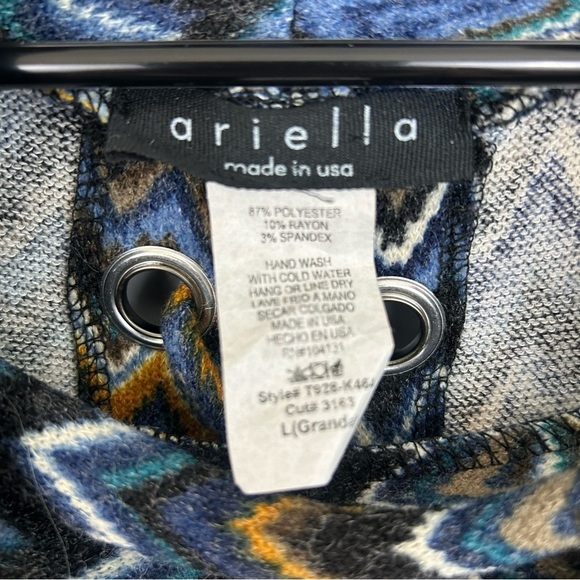 Ariella Blue Zig Zag Chevron Cowl Neck Lace Up Pullover Sweater Size Large - Picture 9 of 11